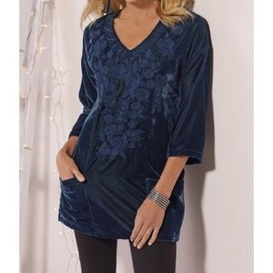 NWT Soft Surroundings Navy Veletta Velvet Tunic